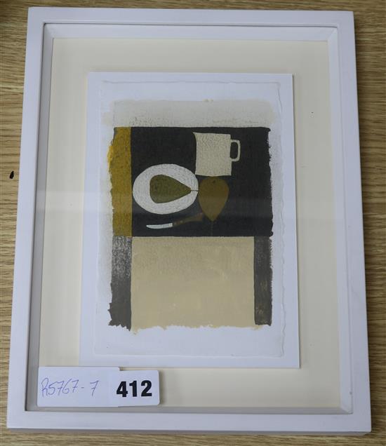 Anthony Gilbert (1916-1995), watercolour, Abstract III David Messum label verso  - spring 1996 19 x 12c
